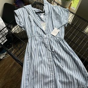 Blue buttoned midi dress